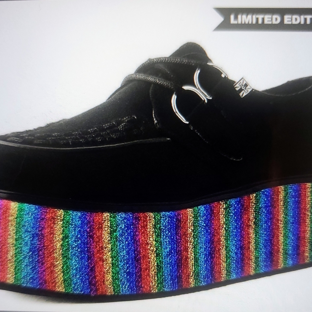 Dolls Kill Black & Rainbow Wrap Creepers